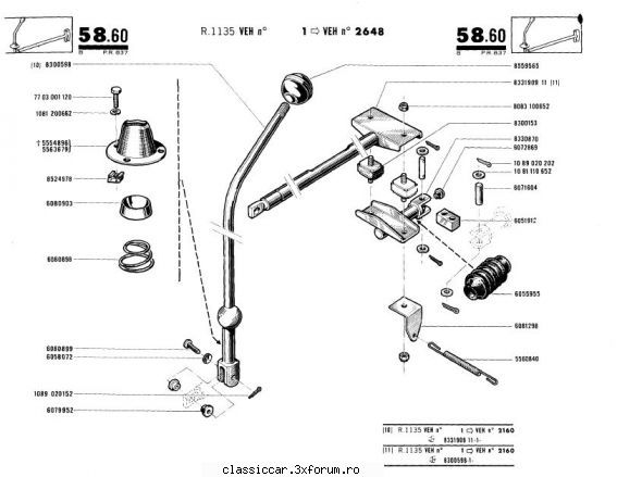 miner levier schimbator viteze dacia 1100 - In catalogul de piese de Renault 8, asa apare ca - Coltul Tehnic
