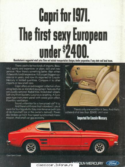 pentru FORD CAPRI - pentru piata americana s-au vandut cu aceasta - Cumparari piese