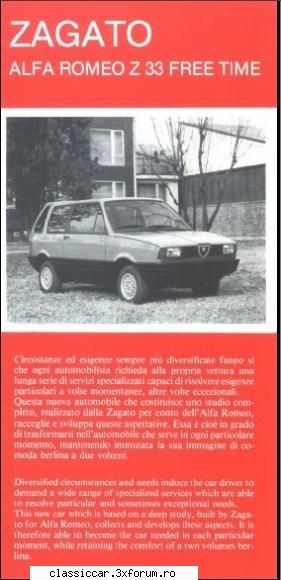prototipuri masini clasice - Alfa Romeo Z 33TL model 1984 ,designer Zagato - File de istorie