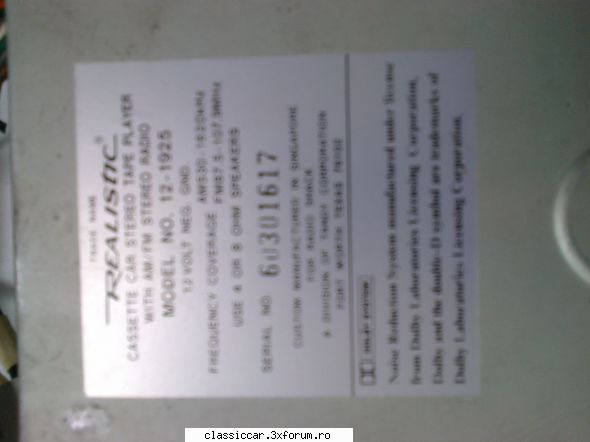 radiocasetofon auto clasic - poza cu eticheta - Vanzari  piese si accesorii