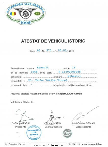 regina salvata - Atasez Atestatul de vehicul istoric - Prezentare masini