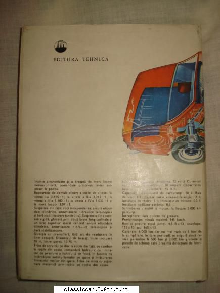 vand diverse carti - poza DACIA 1300 EDITATA IN 1975 coperta spate - Vanzari- cumparari carti si reviste auto